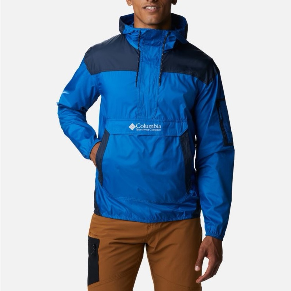 Columbia Blue Performance Jacket with High Collar and Lightweight Fabric